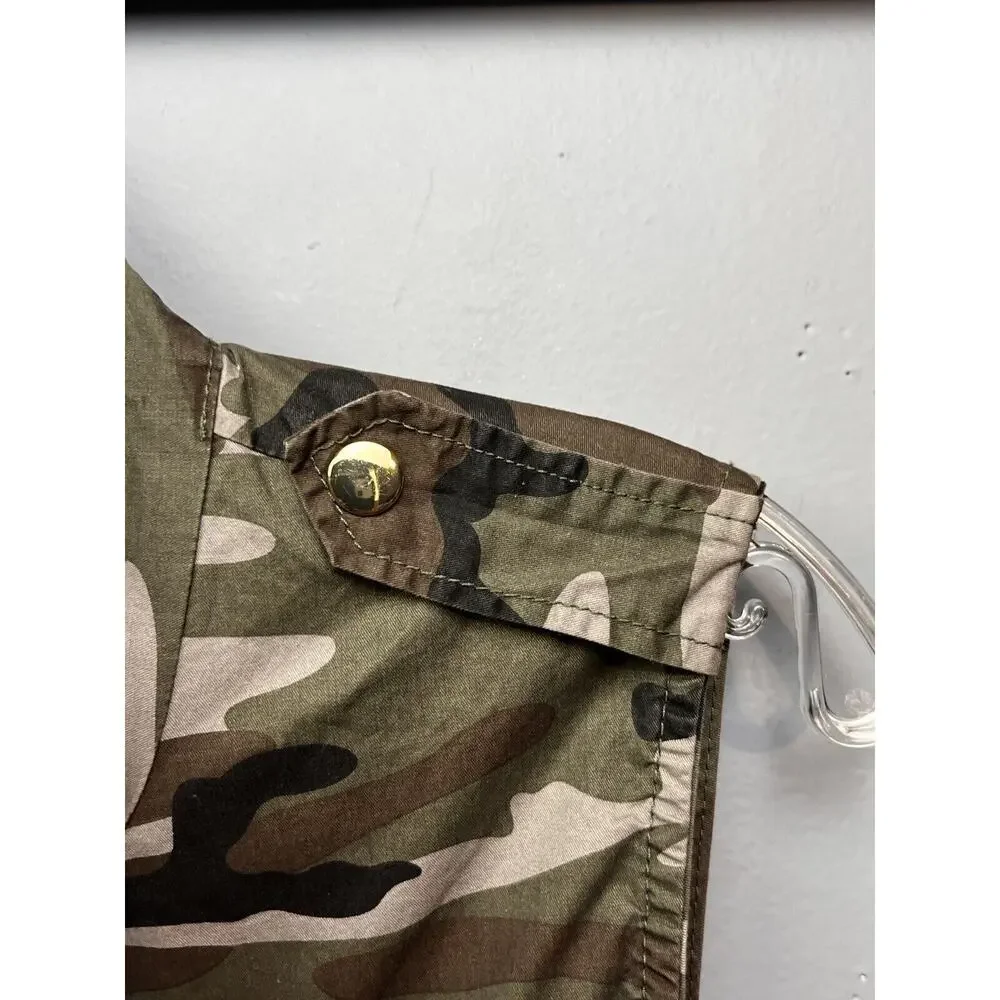 Angel Kiss Camo Utility Vest Womens medium Green‎ Full zip Pockets